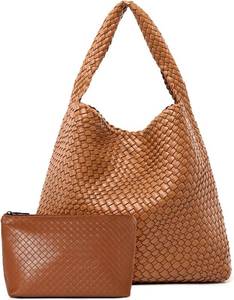lot 21331 image: MELOLILA Large Woven Tote Bag for Women Weave Purse Woven Leather Handbag