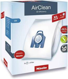 lot 21338 image: Miele Genuine GN HyClean Air XL Pack Vacuum Cleaner Bags for Miele Complete C2, Complete C3, Classic C1, S8, S5 & S2 Vacuum Cleaners, Pack of 8 Vacuum Bags and 4 Filters