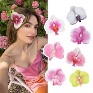 lot 20421 image: Hawaiian Flower Hair Clips, Bohemian Butterfly Orchid Hairpin, Artificial Tropical Phalaenopsis Hair Barrette for Seaside Holiday, Bridal Hair Accessories Pins Headwear for Women Girl 4 inches7pcs)