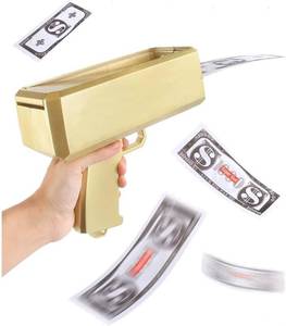 lot 20427 image: Prop Gold Money Shooter Gun that Look Real - Fake Money Gun,Fake Cash Gun that can Scatter Money Like rain, for Parties, Wedding.