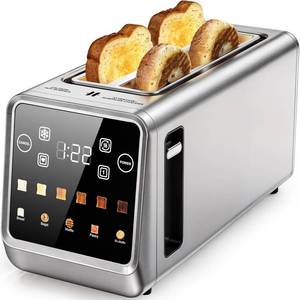 lot 20430 image: 4-Slice Smart Toaster, Extra-Wide Slots for Thick Bagels &amp Artisan Bread, 1400W Rapid Heating, 6 Browning Levels  5 Presets, MemoryIQ, Pro Bagel Mode - Retail $79.99