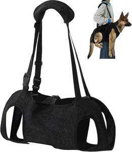 lot 20438 image: Shinylin Dog Carry Sling Emergency Backpack Pet Legs Support and Rehabilitation Dog Lift Harness Adjustable Lifting Straps Carrier for Senior Dogs Joint Injuries, Arthritis, Hiking, Skiing, Black(XL)