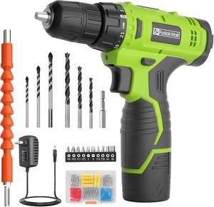 lot 20443 image: FADAKWALT Cordless Drill Set,12V Power Drill Set with Battery and Charger, Electric DriverDrill Bits, 38 Keyless Chuck,211 Torque Setting, 180 inch-lbs, with LED Electric Drill Set (Green)