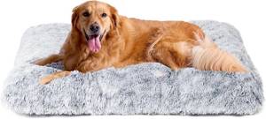 lot 20444 image: EHEYCIGA Fluffy Dog Crate Bed for Extra Large Dogs, Plush Faux Fur Pad, Calming Anti Anxiety XL Bed for Crate, Washable Soft Warm Dog Mat with Non-Slip Bottom, Grey