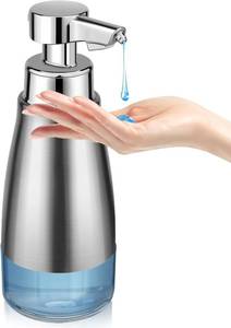 lot 20445 image: Automatic Soap Dispenser Liquid Touchless 15oz Stainless Steel - 3 Level Adjustable Silver Rechargeable Electric Auto Smart Soap Dispenser - Bathroom Kitchen Hand Dish Lotion