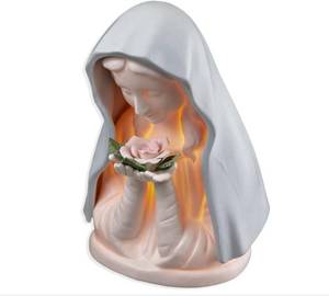 lot 20449 image: VILLAGE GIFT IMPORTERS Blue Madonna with Rose Night Light  Small Catholic Table Lamp  Blessed Mother in Blue Veil Holding a Pink Rose  Emits Soothing Warm Light  Catholic Home Decoration