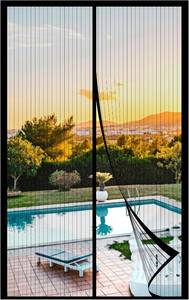 lot 20780 image: METAONLY Magnetic Screen Door Mesh Fits 38 x 80 Door - Curtain Size 40 x 82, Works for Patio, Sliding Door, Keeps Bug Mosquito Out, Fresh Air Flow, Black