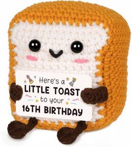 lot 20785 image: 16th Birthday Gifts for Girls Boys, Cute Handmade Crochet Toast Decors with 16th Bday Card, Unique Birthday Gifts for Teens 16, Gift for Son Daughter Grandchildren from Mom Dad Aunt Uncle