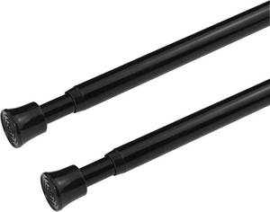 lot 20792 image: KXLife 2Pcs Spring Tension Rod 11 to 17 Inch Adjustable Length for Kitchen Small Basement Window, Tension Bars for Cupboard Bookshelf DIY Projects, Black