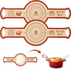 lot 20795 image: Silicone Sourdough Bread Sling Mat - 2Set Round Dough Baking Slings For Dutch Oven, NonStick High Degree Kitchen Sourbread Making Loaf Pan Lifter Liner, Reusable Cooking Transfer Mats with Long Handle