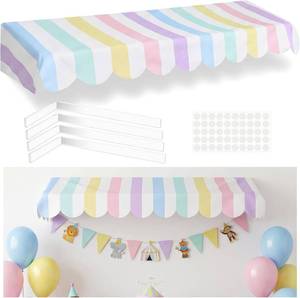 lot 20803 image: Tallew Waterproof Circus Awning Decor Farmers Market Decoration Pastel White 3D Striped Carnival Tent Awning Hanging Decor Party Supplies for Theme Celebration Wall Props