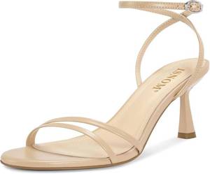 lot 20811 image: ISNOM Womens Sandals Round Toe Low Heels Strappy Ankle Strap Kitten Heel Comfort Dress Party Shoes SIZE 6