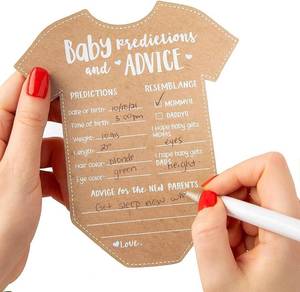 lot 20821 image: Kate Aspen Baby Predictions for Baby Shower Advice Cards - 50-Count Onesie Shaped Baby Shower Games for Girl or Boy - Gender Neutral Decor, Table Decorations, Activity and Keepsake For New Parents