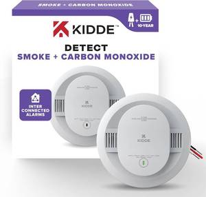 lot 20823 image: Kidde Smoke and Carbon Monoxide Detector, Hardwired with 10-Year Battery Backup, LED Status Lights, Interconnected, 85 dB Alarm, 5 inches, 30CUA10, 1 Pack
