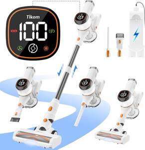 lot 20825 image: Tikom V500 Cordless Vacuum Cleaner for Home, 40000Pa450W Stick Vacuum with LED Touch Screen, Charging Wall Dock, Anti-Tangle, Lightweight Handheld Vacuum for Pet Hair, Hard Floor, Carpet - Retail $99.99