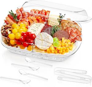 lot 20826 image: Lifewit Chilled Serving Tray for Parties, 15 Divided Shrimp Cocktail Serving Dish with Lid, Plastic Taco Platter, Ice Serving Bowl for Veggie, Fruit, Salad, Mimosa Bar Supplies in PartyBuffet