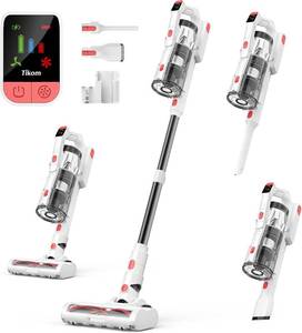 Tikom V750 Cordless Vacuum Cleaner for Home, 45000Pa/500W Stick Vacuum with LED Display, Charging Wall Dock, Anti-Tangle, Lightweight Handheld Vacuum for Pet Hair, Hard Floor, Carpet, White - Retail: $99.99