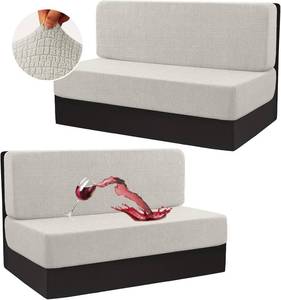 lot 20866 image: H.VERSAILTEX 100% Waterproof RV Dinette Cushion Covers with Elastic Camper Couch Cover RV Replacement Cushions for Travel Trailer Washable Crizzle Pattern (2 Backrest Cover & 2 Bench Cover, Paleoak)