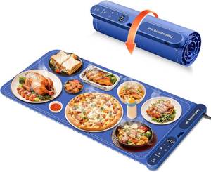 lot 20868 image: Warming Mat for Food Extra Large 32x15, Electric Silicone Food Warmer Trays for Chafing Dishes & Buffet,Portable Countertop Food Warmers for Parties, 7-Level Temp 8-Hour Timer  Blue