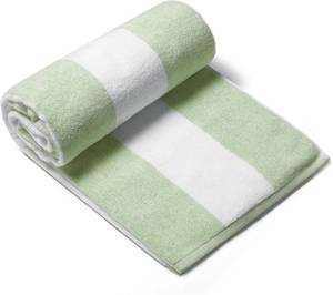 lot 20871 image: CLOWOOD Plush Oversized Beach Towel - Cotton 40 x 70 Inch Large Thick Grass Green Striped Cabana Pool Swimming Towel