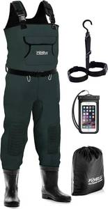 Foxelli Chest Waders, Waterproof 4mm Neoprene Hunting &amp; Fishing Waders for Men &amp; Women with Boots, Size 11 - Retail: $99.97