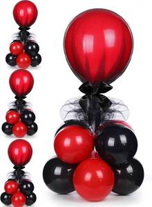 lot 20881 image: BBTO 4 Set Table Centerpieces Balloons Stand Kit Table Stand Holder with Tulle and Latex Balloons Reusable Centerpiece with Base for Birthday Wedding Graduation Party Decortaions(Black and Red)