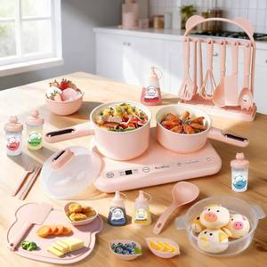 lot 20884 image: Cicicooie Mini Cooking Sets Real Kitchen for Food Making, Junior Easy Montessori Educational (Pink)
