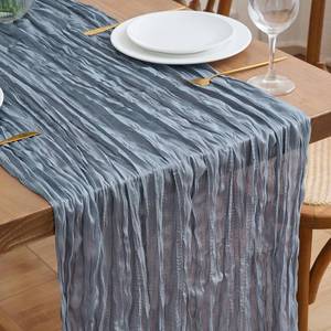 lot 20886 image: Aseem Cheesecloth Table Runner 120 Inches Dusty Blue Boho Gauze Cheese Cloth Runner 10FT Rustic Sheer Dining Table Runners for Fall Thanksgiving Wedding Baby Shower Decoration