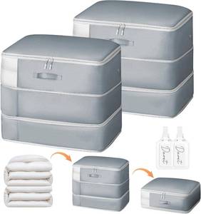 lot 20891 image: Comforter Storage Bag - Large Capacity Blanket Storage Bags 3-Layer Ultra Space Saving Self Compression Organizer, Washable Compression Bags for Storage Comforter Blanket, 2-Pack, Grey