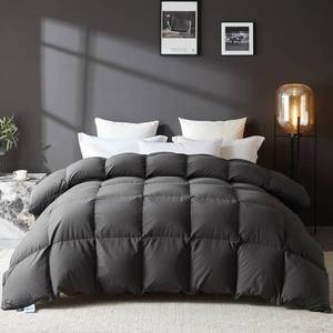lot 20900 image: L LOVSOUL Goose Feather Down Fiber Comforter King Size, 100% Organic Cotton Fabric Duvet Insert,1200TC,750Fill Power, Hotel Collection, All Season Grey Bedding Comforters with 8 Tabs