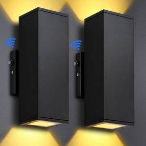 lot 20901 image: DAKAFUL Dusk to Dawn Outdoor Lighting Sensor Porch Lights 2 Packs, 12W 2700K Integrated LED Up Down Lights Outdoor, IP65 Waterproof Aluminum Wall Sconce Exterior Wall Light for Porch Patio etc.
