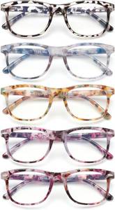 lot 20905 image: JOLISU 5 Pack Reading Glasses For Women - Stylish Blue Light Blocking Readers -Womens Men Spring Hinge Eyeglasses (4.00)