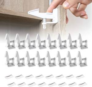 lot 20912 image: Inaya 16-Pack Cabinet Locks (Standard Length), Child Safety Latches - Baby Proofing Cabinets and Drawer Locks - 3M Adhesive - No Drilling & No Tools Required - Child Proof Your Home