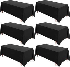 lot 20914 image: VidaFete Table Cloth 90  132inch 6 Pack Rectangle Tablecloth Polyester, Stain Wrinkle Resistant Polyester Dining Table Cover for Kitchen Dinning Party Wedding Rectangular Tabletop Decoration(Black)