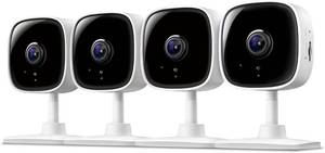 lot 20931 image: Tapo 1080P Indoor Wired Security Camera - Works as a Baby & Pet Monitor, Motion Detection, 2-Way Audio, Siren, Night Vision, Subscription-Free Local or Optional Cloud, Works with Alexa, C100(4-Pack)
