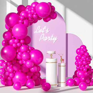 lot 21219 image: FOTIOMRG 110pcs Hot Pink Balloon Garland Arch Kit, 18 12 10 5 inch Hot Pink Latex Balloons Different Sizes Pack for Birthday Baby Shower Bridal Shower Wedding Bachelorette Party Decorations