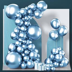 lot 21221 image: PartyWoo Metallic Light Blue Balloons 100 pcs Different Sizes of 18 12 10 5 Inch Metallic Baby Blue Latex Balloon Arch Kit Garland for Graduation Baby Shower Birthday Party Decorations Blue-G119
