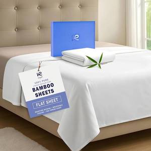 lot 21223 image: Kickoff Viscose Bamboo Flat Sheet Only, Twin Size, 100% Organic Cool Bed Twin Flat Sheets Only, Extra Wide Top Sheets, Viscose Bamboo Sheet Cooling for Hot Sleepers (T, Snow White)