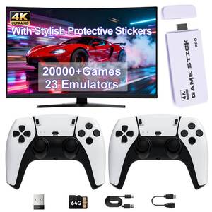 lot 20426 image: 2026 New Retro Gaming Console, Retro Gaming Stick with 20,000 Classic Games and 23 Game Emulators, Plug & Play 4K HDMI Output Game Console Stick with Dual 2.4G Controllers (64GB)