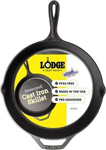 lot 20446 image: Lodge Seasoned Cast Iron Skillet 12 Inches - PFAS-Free, Non-Toxic Cookware - Use with an Oven, Stove, Grill, or Campfire - Naturally Non-Stick & Oven Safe