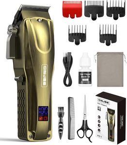 lot 21303 image: Hair Clippers for Men, Cordless &amp Corded Barber Clipper with 5Hrs Runtime, 7000RPM Rotary Motor &amp LED Display, Waterproof Professional Hair Cutting Kit for Men and Home Use (Gold)