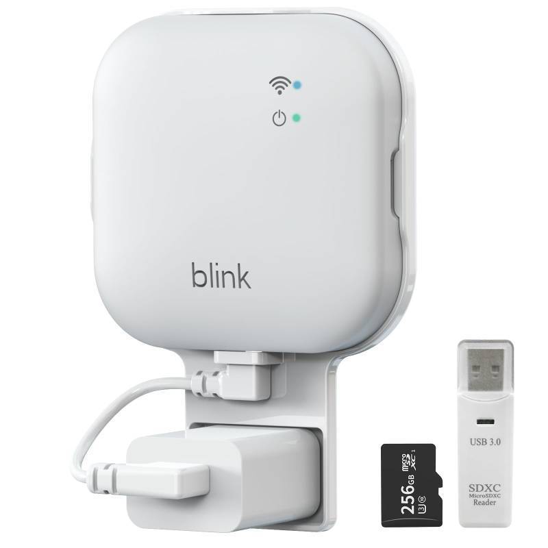 lot 63057 image: Wall Sync Module XR Mount, No-Drilling Mount for Blink OutdoorIndoor Security Cameras, USB-C Cable, SD Card Reader (Sync Module XR Not Included) - Retail $24