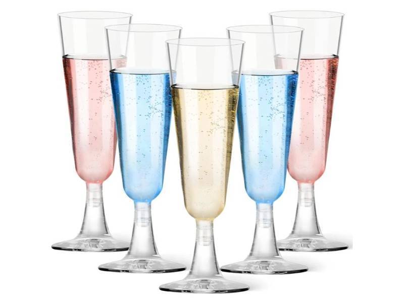 lot 63045 image: Plastic Champagne Flutes 20 Pack, 5.5 Oz Clear Disposable Plastic Champagne Glasses, Wine Glasses Cups for Wedding Celebration Birthday Party Wine Tasting New Years Eve Party Supplies - Retail $8