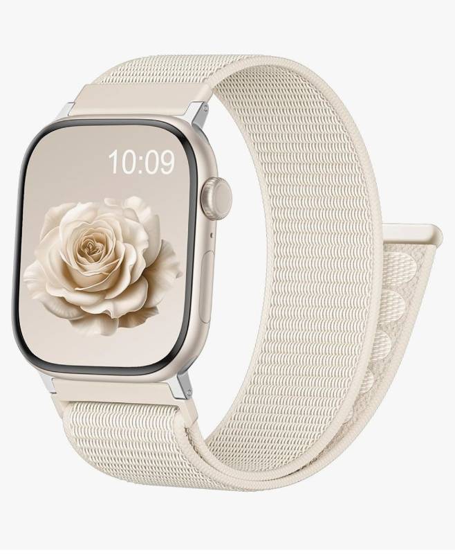 lot 63062 image: Nylon Sport Loop Band Compatible with Apple Watch Band 40mm 42mm 41mm 38mm 44mm 45mm 46mm 49mm Women Men, Cute Soft Stretchy Elastic Strap for iWatch Series 11 10 9 8 7 6 5 4 3 2 1 SE Ultra 2 3 - Retail $8