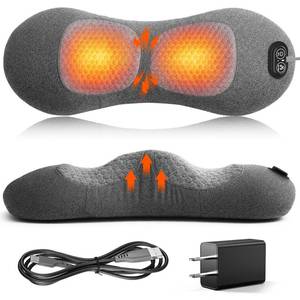 lot 17142 image: 3 in 1 Lower Back Massager, Triple Fusion Back Massager with Heat, Vibration and Stretch, Lumbar Support Pillow with Ergonomic Memory Foam for Bed and Chair (Black) - Retail $70