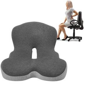 lot 17150 image: Buttocks Cushion for Office Chair Memory Foam Seat Pad for Butt Support Tailbone Relief Ergonomic Chair Cushion for Home Car Travel or Work - Retail $26