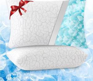 lot 17155 image: Cooling Pillows for Sleeping 2 Pack, Adjustable Shredded Memory Foam Pillows Queen Size Set of 2, Firm Bed Pillows for Side Back Stomach Hot Sleepers, Cold Pillow with Removable Washable Cover - Retail $30