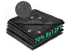 lot 17162 image: 70% Shade Cloth 8x12 ft, Breathable HDPE Mesh Sun Shade Tarp for Garden & Greenhouse, UV Resistant Outdoor Shade Fabric with Copper Grommets for Plants, Patio, Yard - Retail $26
