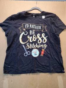 lot 17189 image: Id Rather Be Cross Stitching Graphic T-Shirt 2XL - Retail $12