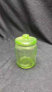 Green Uranium Glass Canister with Lid